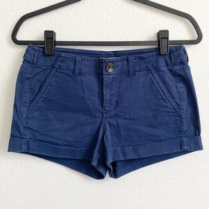 Express Women's Mid Rise Dark Blue Rolled Cuff Shorts